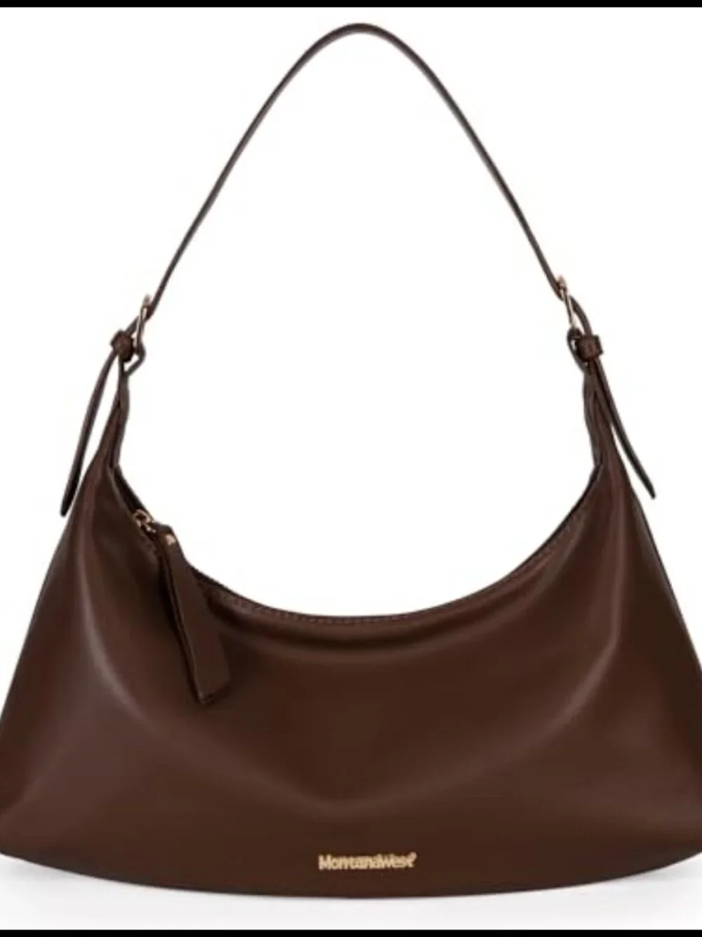 Vegan Leather Crescent Hobo Shoulder Bag Medium Adjustable Strap
